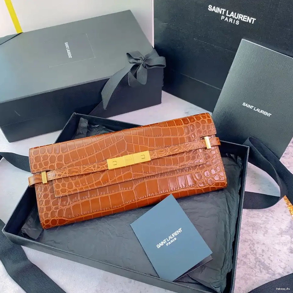 CROCODILE-EMBOSSED LEATHER CLUTCH YSL IN MANHATTAN 0613